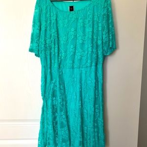 Teal dress, with lace detail